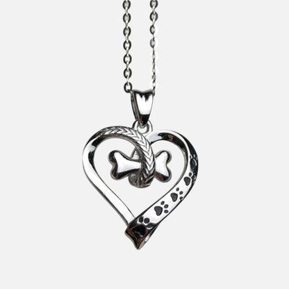 NALA – Elegant Stainless Steel Necklace with Charming Paw and Heart Design