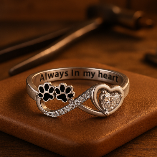 Infinity Paw Heart Ring
