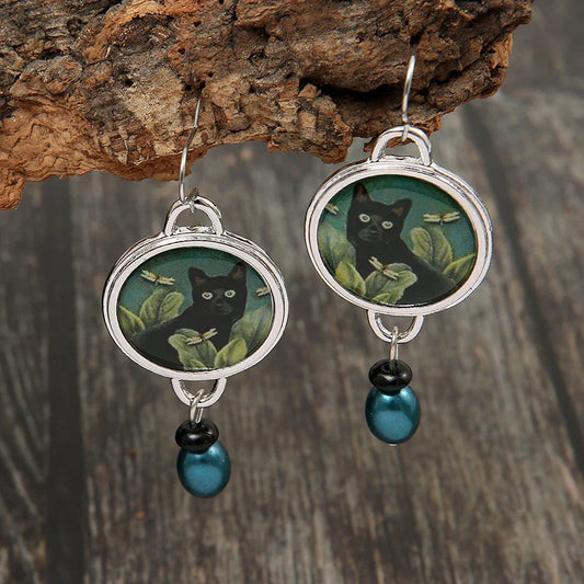 MIYU – Elegant Vintage Cat Earrings Made of High-Quality Silver