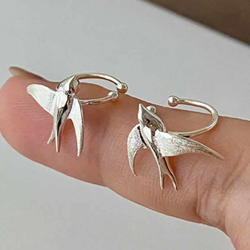 Whimsical Swallow Clip-On Earrings