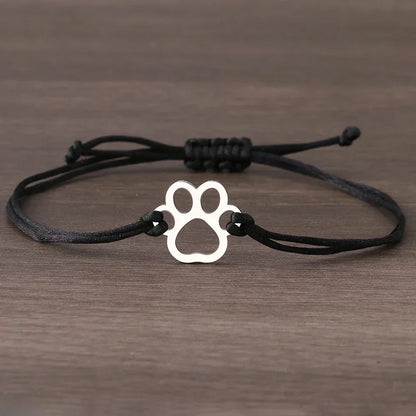 ELINE – Elegant Adjustable Paw Bracelet with Black and Red Cord for Stylish Expression