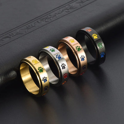 Rotatable Anti-Stress Ring with Paws with Rainbow Colors