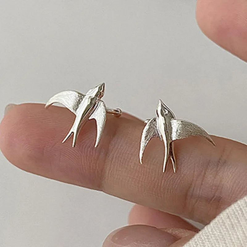 Whimsical Swallow Clip-On Earrings