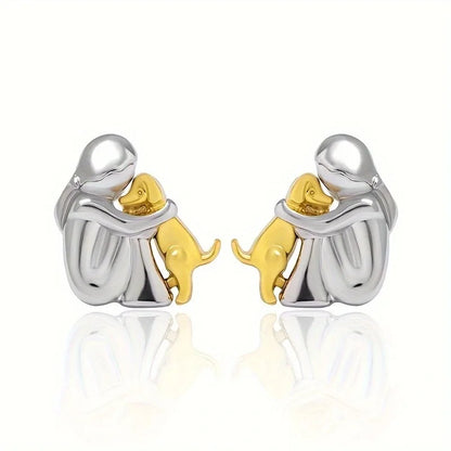 Sweet Two-Tone Hugging Earrings