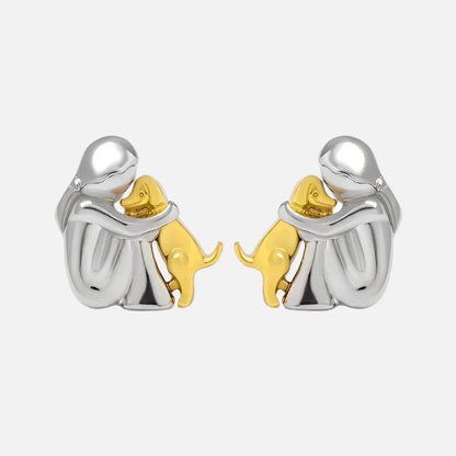 NURI – Elegant Bicolor Hugging Stud Earrings in Silver & Gold for a Stylish Look