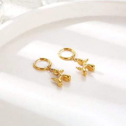Elegant MINI Golden Huggie Hoops with Playful Balloon Dog Pendant