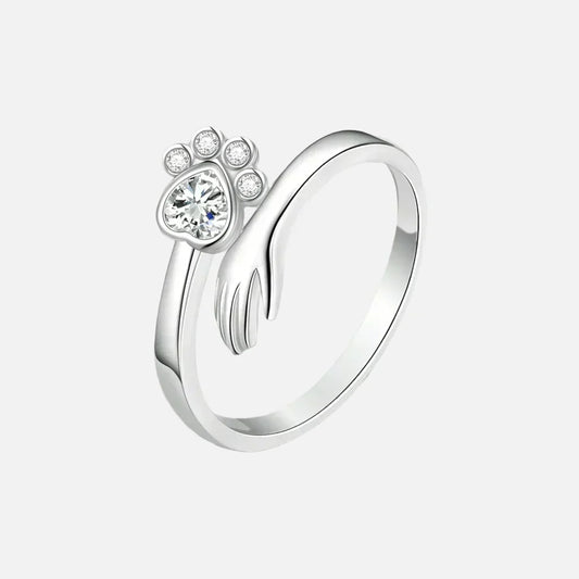 MARA – Elegant adjustable ring made of 925 sterling silver with handcrafted hand and paw motif