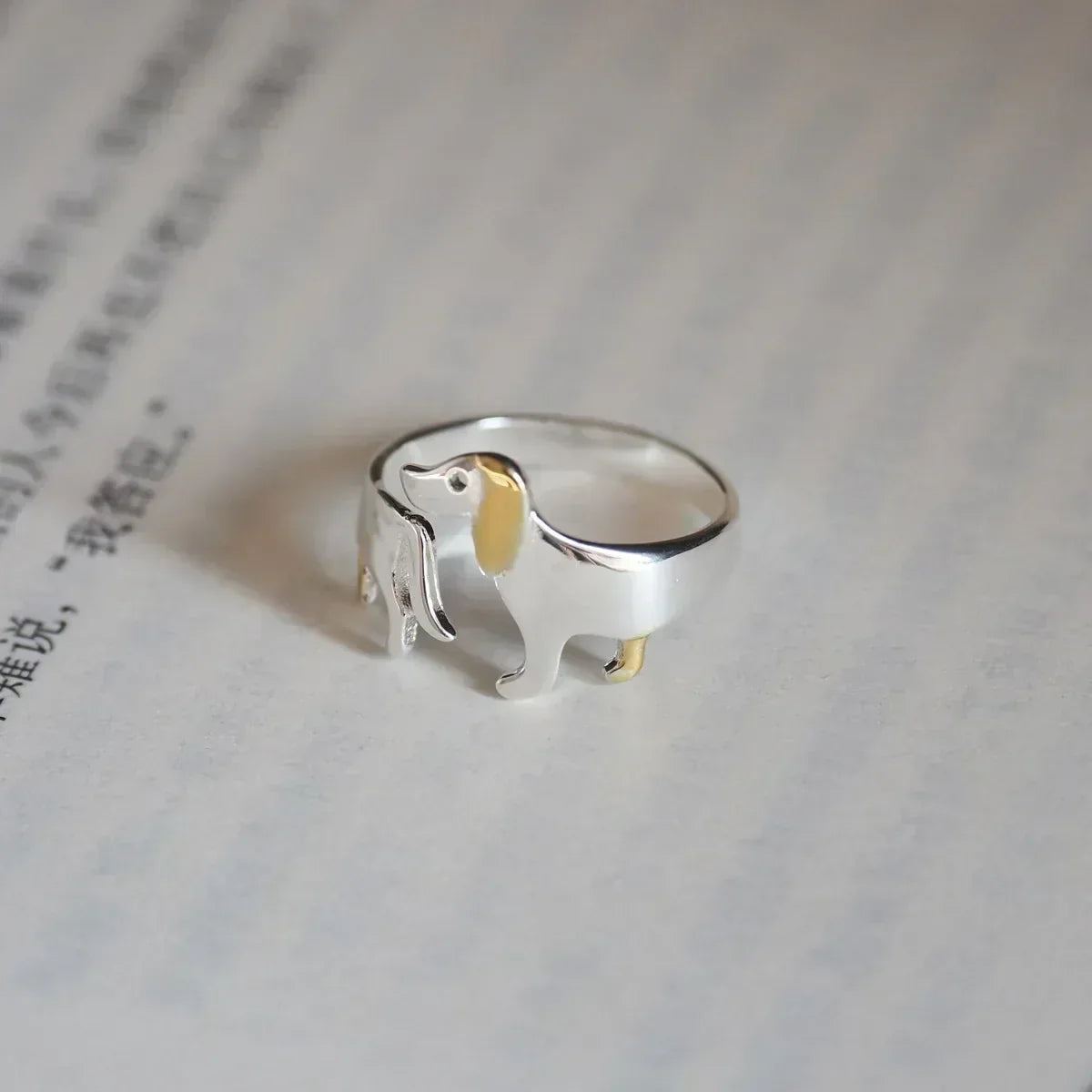 REYA – Elegant Adjustable Dachshund Ring Made of High-Quality 925 Sterling Silver