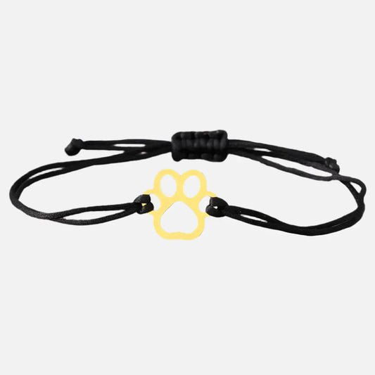 ELINE – Elegant Adjustable Paw Bracelet with Black and Red Cord for Stylish Expression
