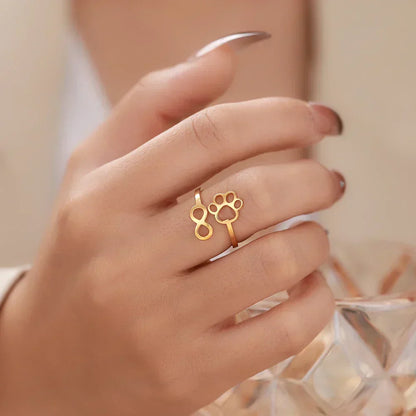 AYLA – Elegant Adjustable Infinity Paw Ring Made of High-Quality Stainless Steel