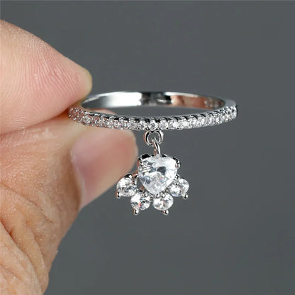 Whimsical Cat Paw & Heart Ring