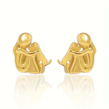 Sweet Two-Tone Hugging Earrings