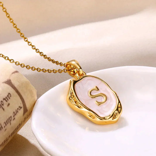 Silver Ocean Necklace with Initials at the Bottom of the Sea