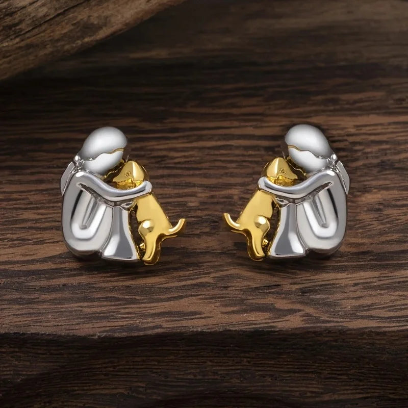 Sweet Two-Tone Hugging Earrings