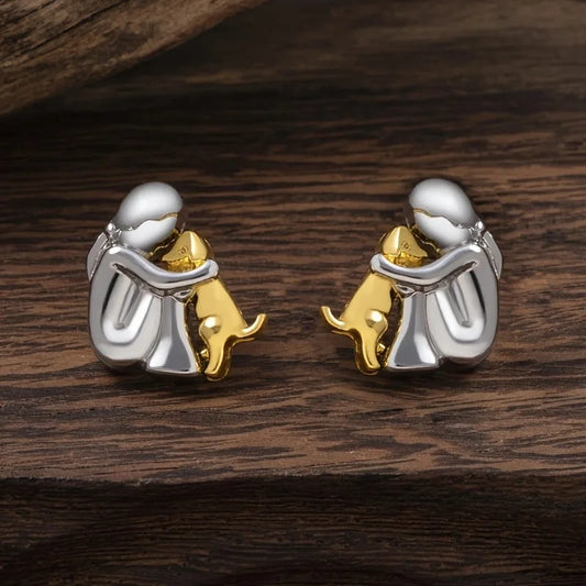Sweet Two-Tone Hugging Earrings