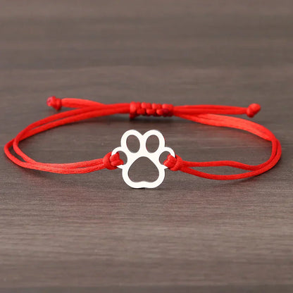 ELINE – Elegant Adjustable Paw Bracelet with Black and Red Cord for Stylish Expression