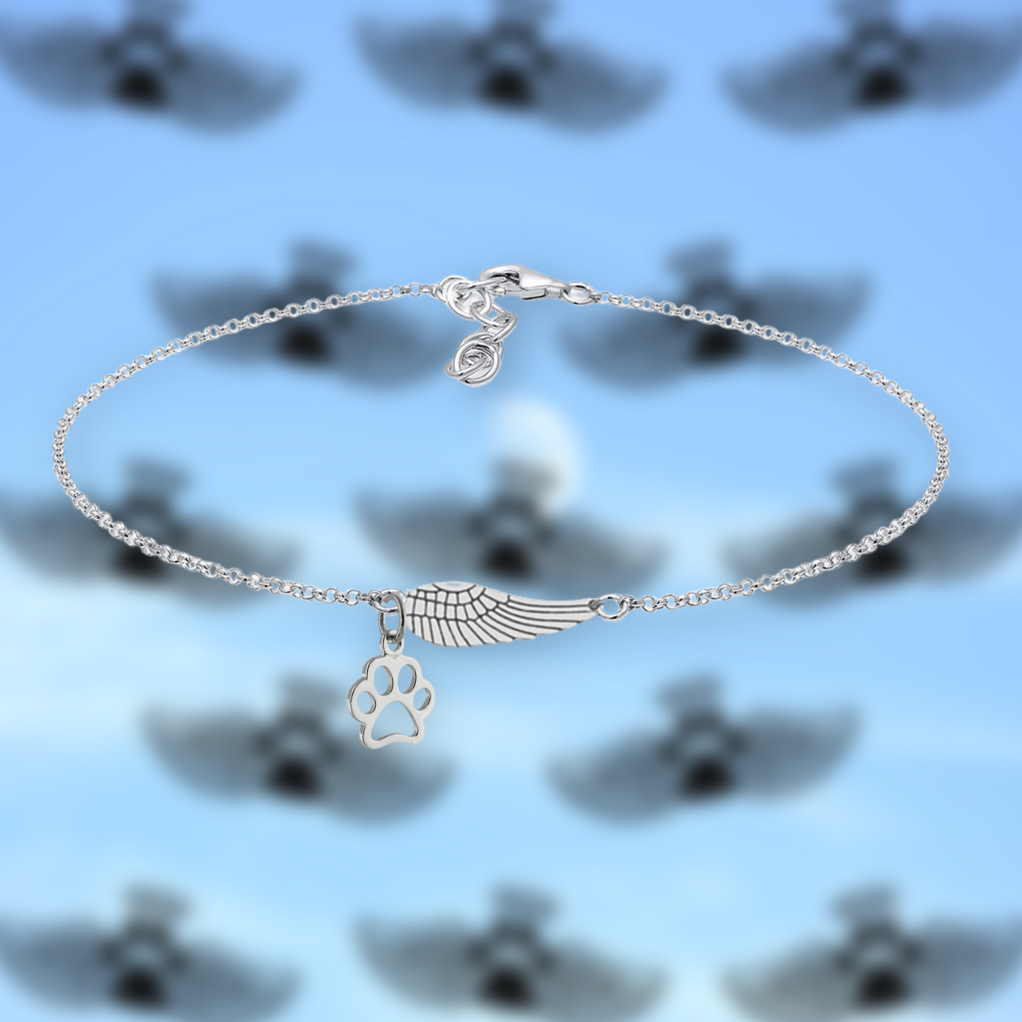 Memorial Bracelet with Angel Wings & Paw Print | Handmade