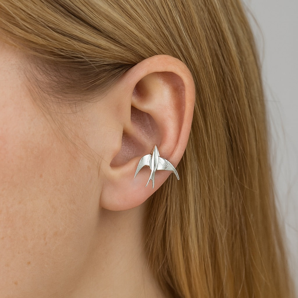 Whimsical Swallow Clip-On Earrings