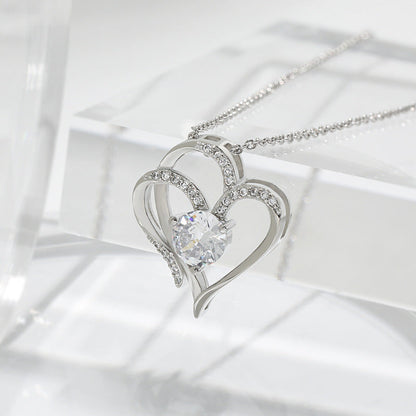 ELENYA – Elegant Adjustable Women's Necklace with Enchanting Double Heart & Sparkling Zirconia for a Stylish Look
