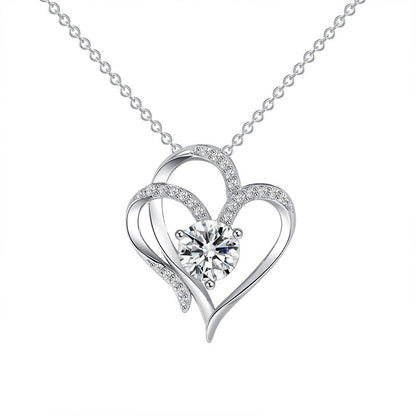 ELENYA – Elegant Adjustable Women's Necklace with Enchanting Double Heart & Sparkling Zirconia for a Stylish Look