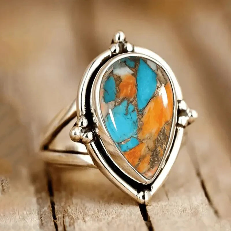 Radiant Colorful Gemstone Mosaic Ring