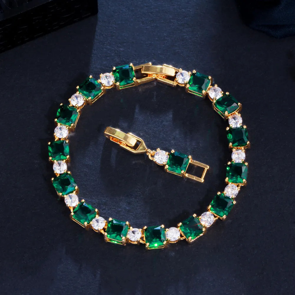 Emerald Green Statement Gold Bracelet