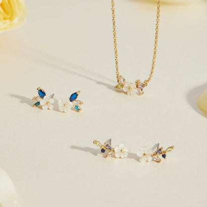 Crystal White Flower Earrings