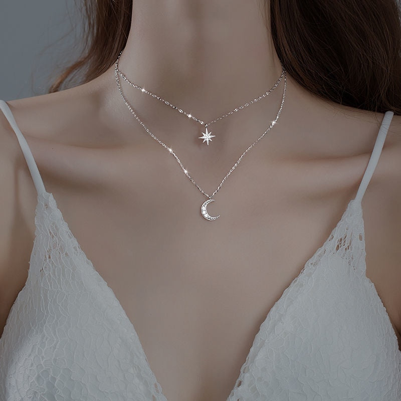 Double Moon | Double Necklace Moonlight Silver
