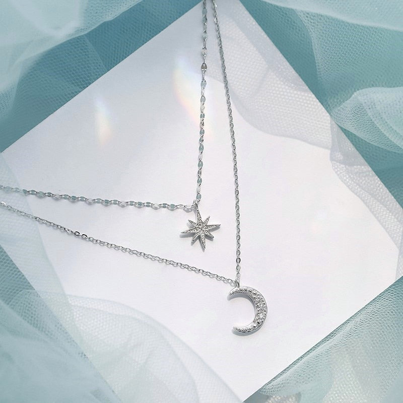 Double Moon | Double Necklace Moonlight Silver