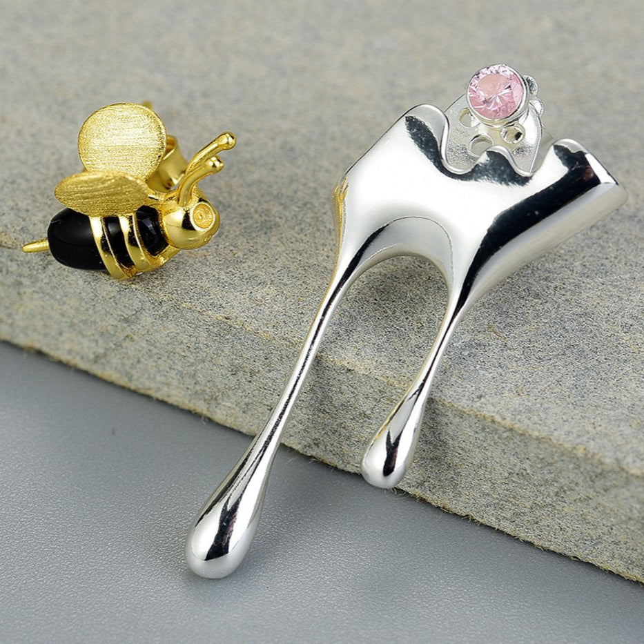 ELIA – Elegant Dripping Honey & Bee Earrings Made of High-Quality Sterling Silver