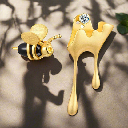 ELIA – Elegant Dripping Honey & Bee Earrings Made of High-Quality Sterling Silver