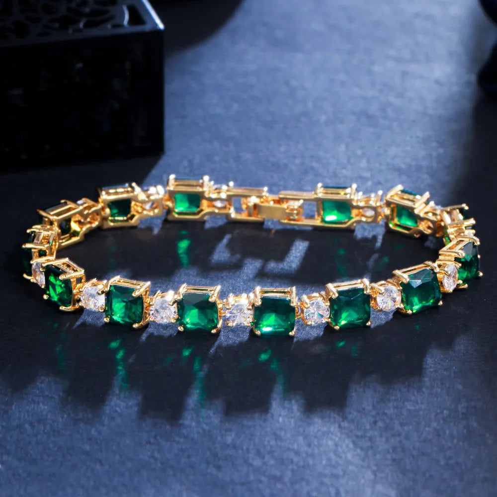 Emerald Green Statement Gold Bracelet