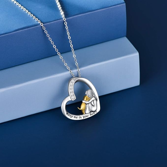 Elegant MILIA 925 Sterling Silver Necklace with Loving Heart and Dog Motif