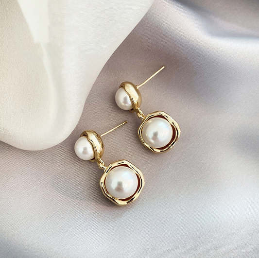 Gold-Plated Pearl Earrings