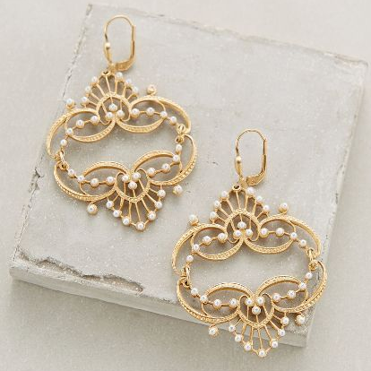 Vintage Golden Mandala Bead Earrings