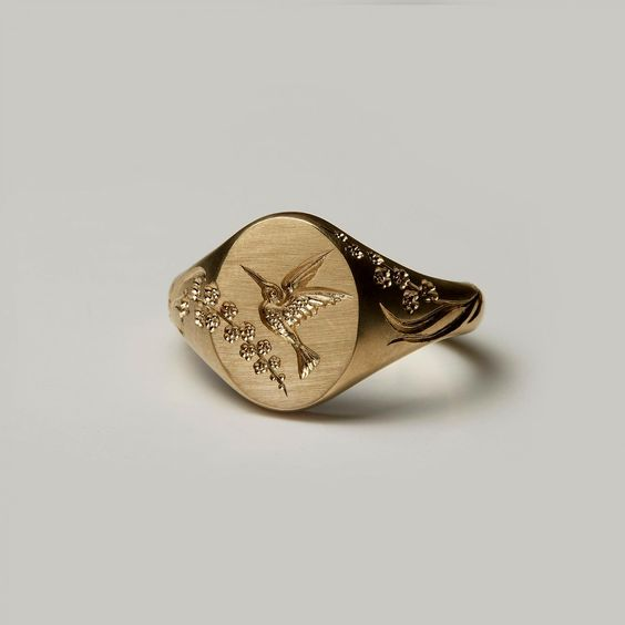 Whimsical Hummingbird Seal Ring