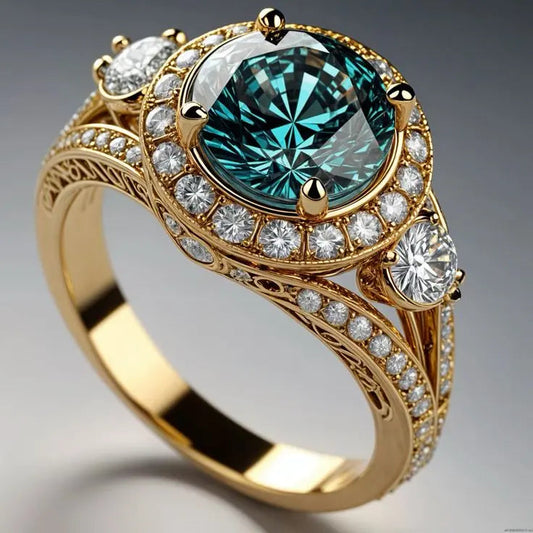 Vintage-Style Silver Ring with Blue Crystal