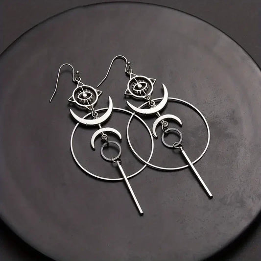 Vintage Boho Dangling Earrings | White Gold