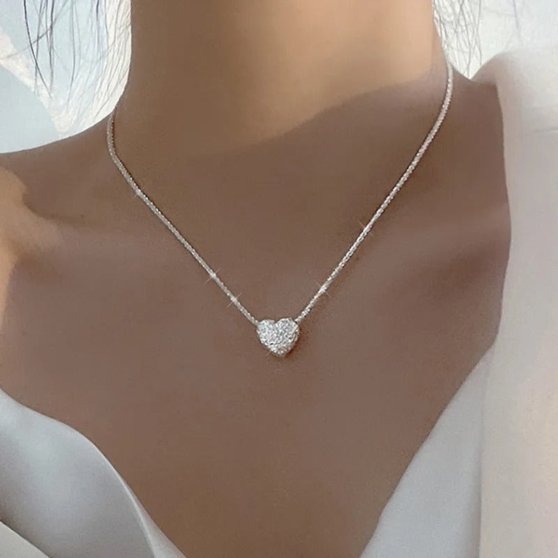 Silver Necklace with Engraved Heart