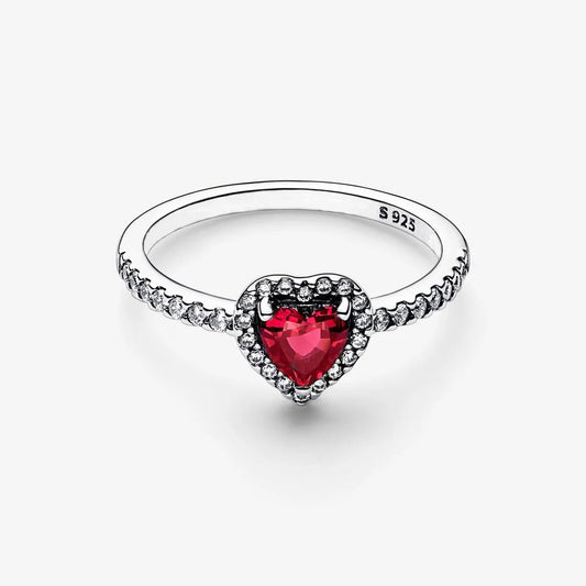 Ruby Effect Heart Ring in Silver