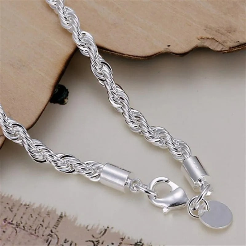 Braided Cord Bracelet in Silver