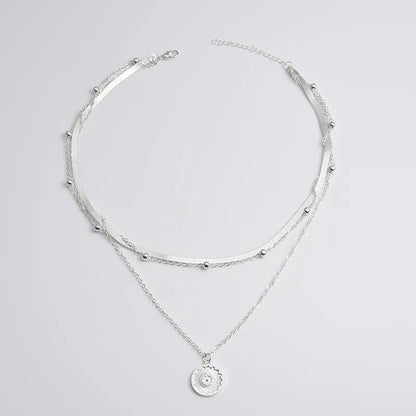 Three-Layered Round Silver Necklace