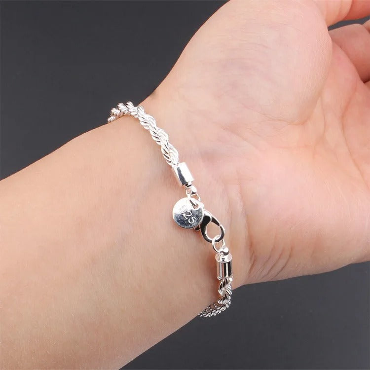 Braided Cord Bracelet in Silver