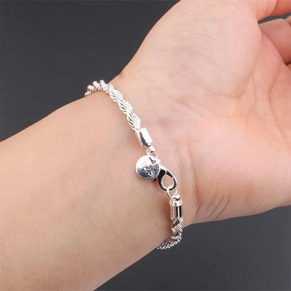 Braided Cord Bracelet in Silver