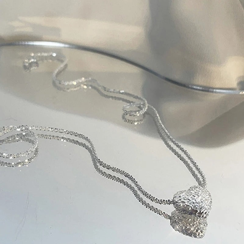 Silver Necklace with Engraved Heart