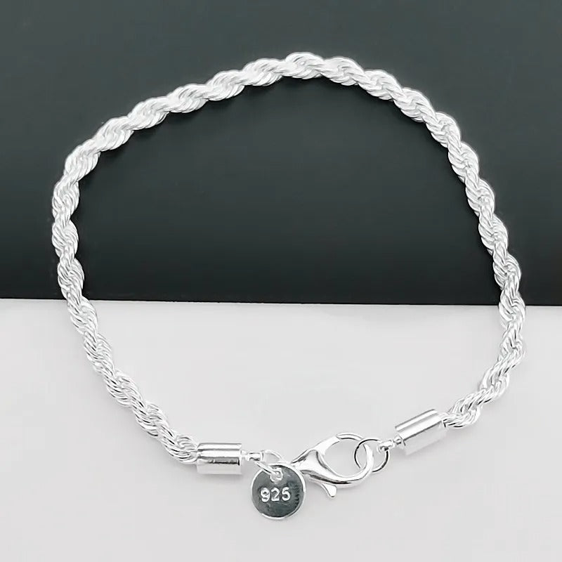 Braided Cord Bracelet in Silver