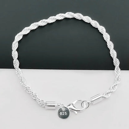 Braided Cord Bracelet in Silver