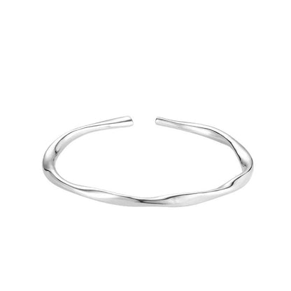 Thick Adjustable Irregular Silver Bracelet