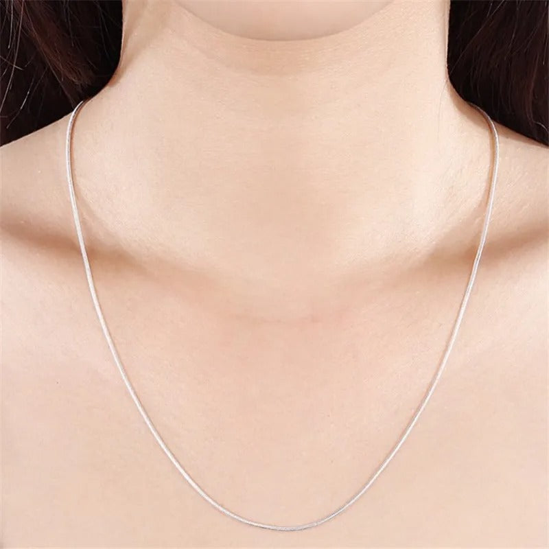 Simple Snake Chain Necklace in Silver