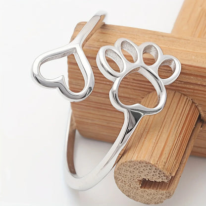 Handcrafted Adjustable Paw Print Heart